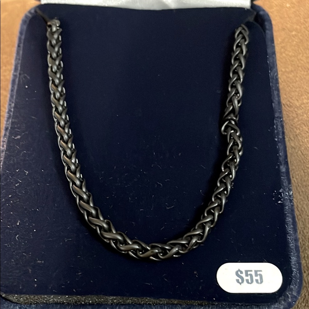 New in Box Montana Silversmiths Midnight Onyx Wheat Chain Necklace